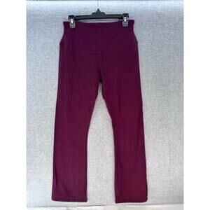 Yummie Women's sz L High Rise Tummy Control Yoga Pants Purple Cotton Shapewear